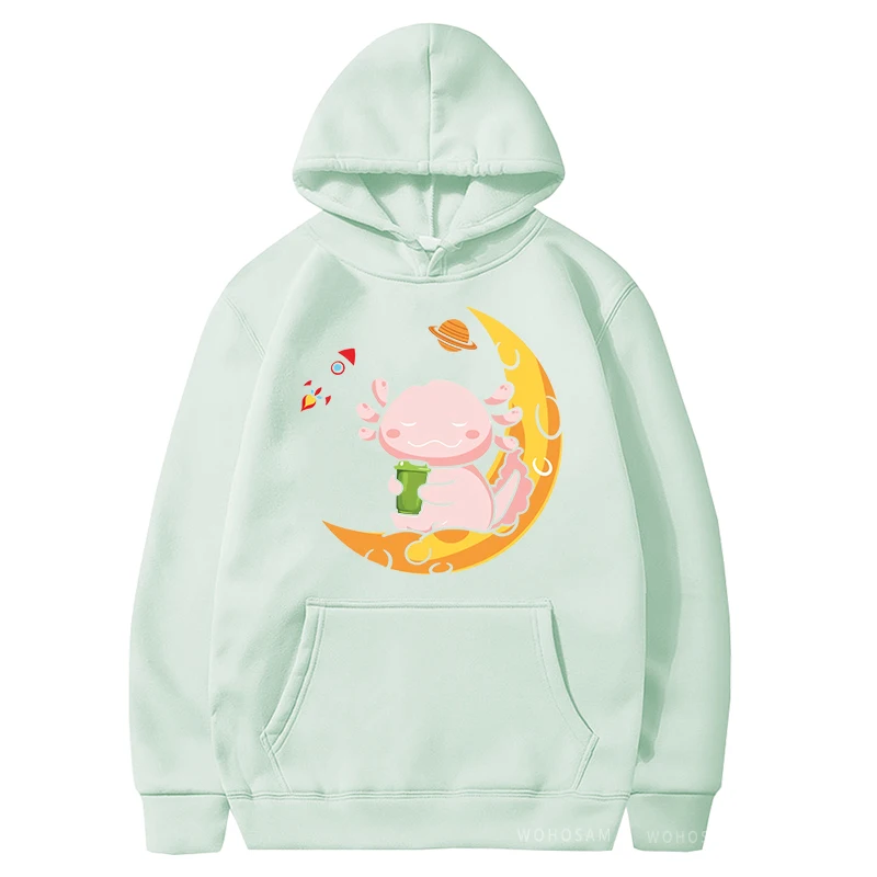 Kawaii Axolotl Gamesolotl мультфильм Графика толстовки хип-хоп с длинным рукавом мужская