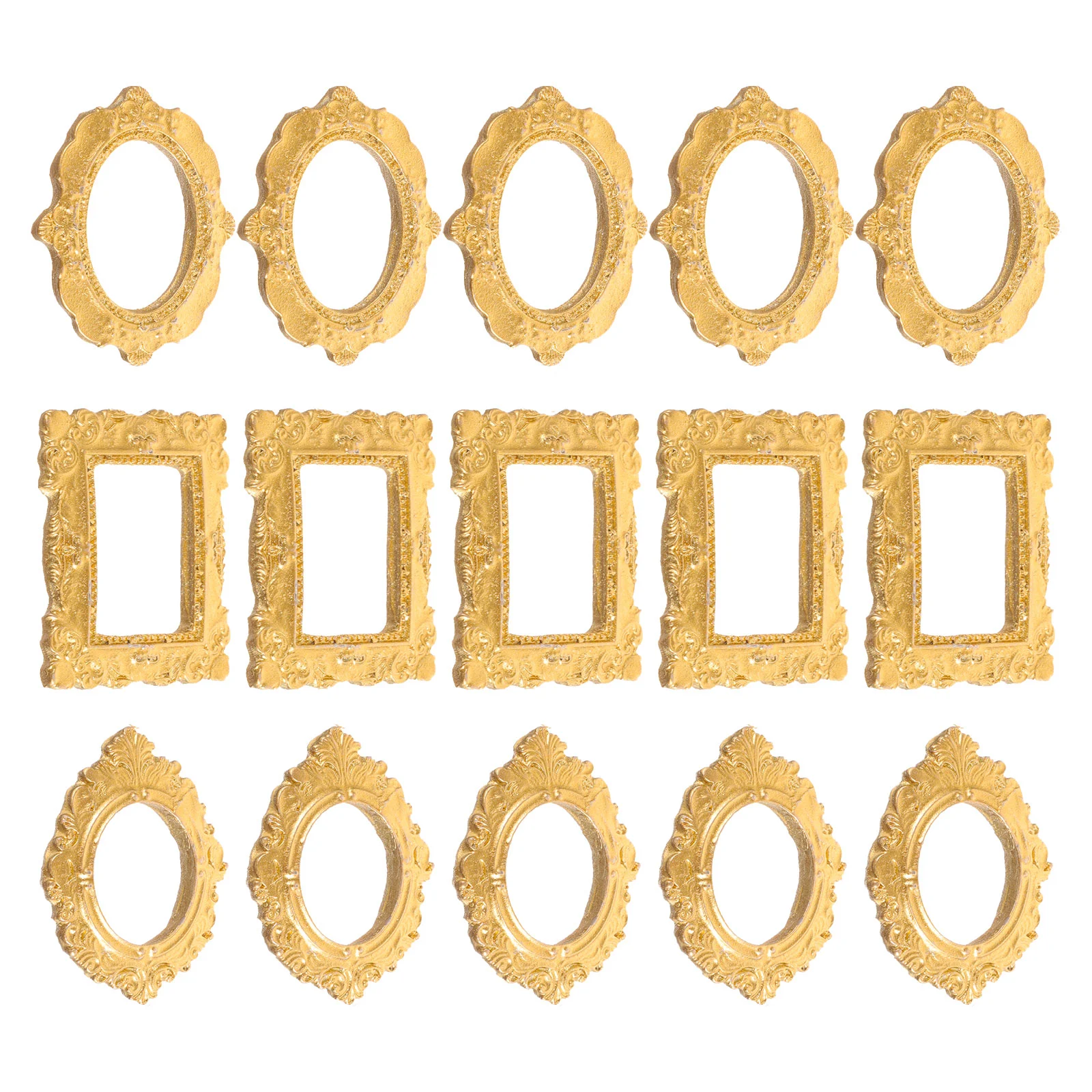 Золотые миниатюрные фоторамки из смолы 15 шт.