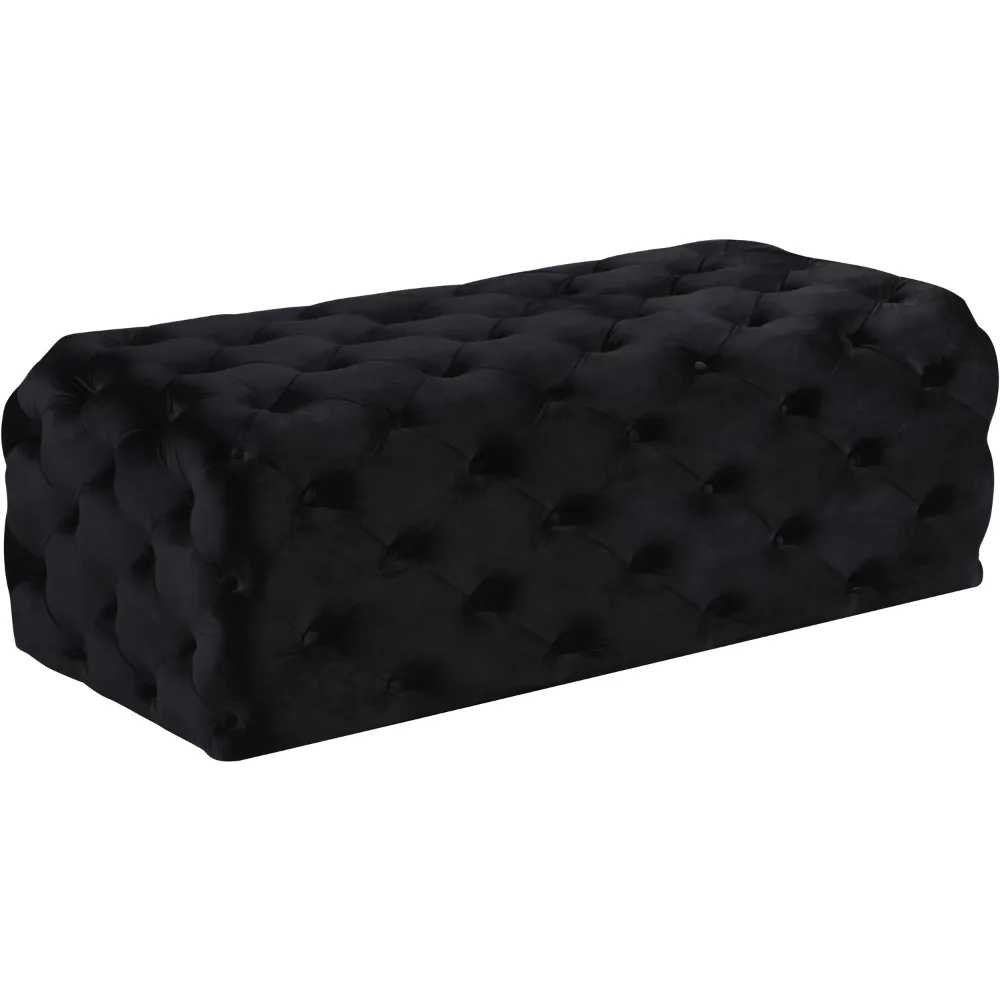

Casey Black Velvet Ottoman/Bench-Color:Black Velvet,Style:Contemporary