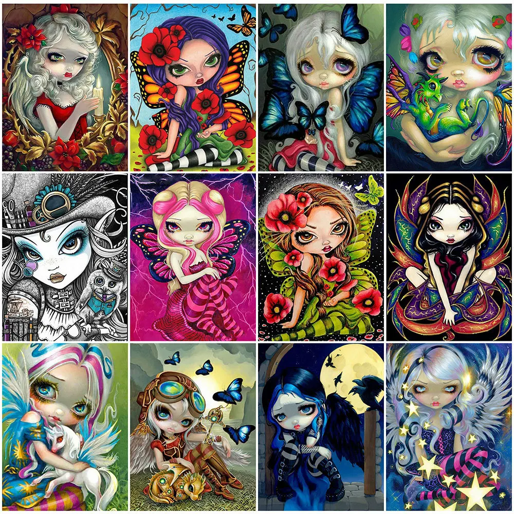 

5D Diy Diamond Painting Vampire Girl Cartoon Ghost Full Square Diamond Embroidery Girl Cross Stitch Rhinestone Mosaic Home Decor