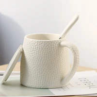 ins korean creative doorknob ceramic cup heat resistsant coffee tea milk mug with lid and spoon water filter espresso cups deco