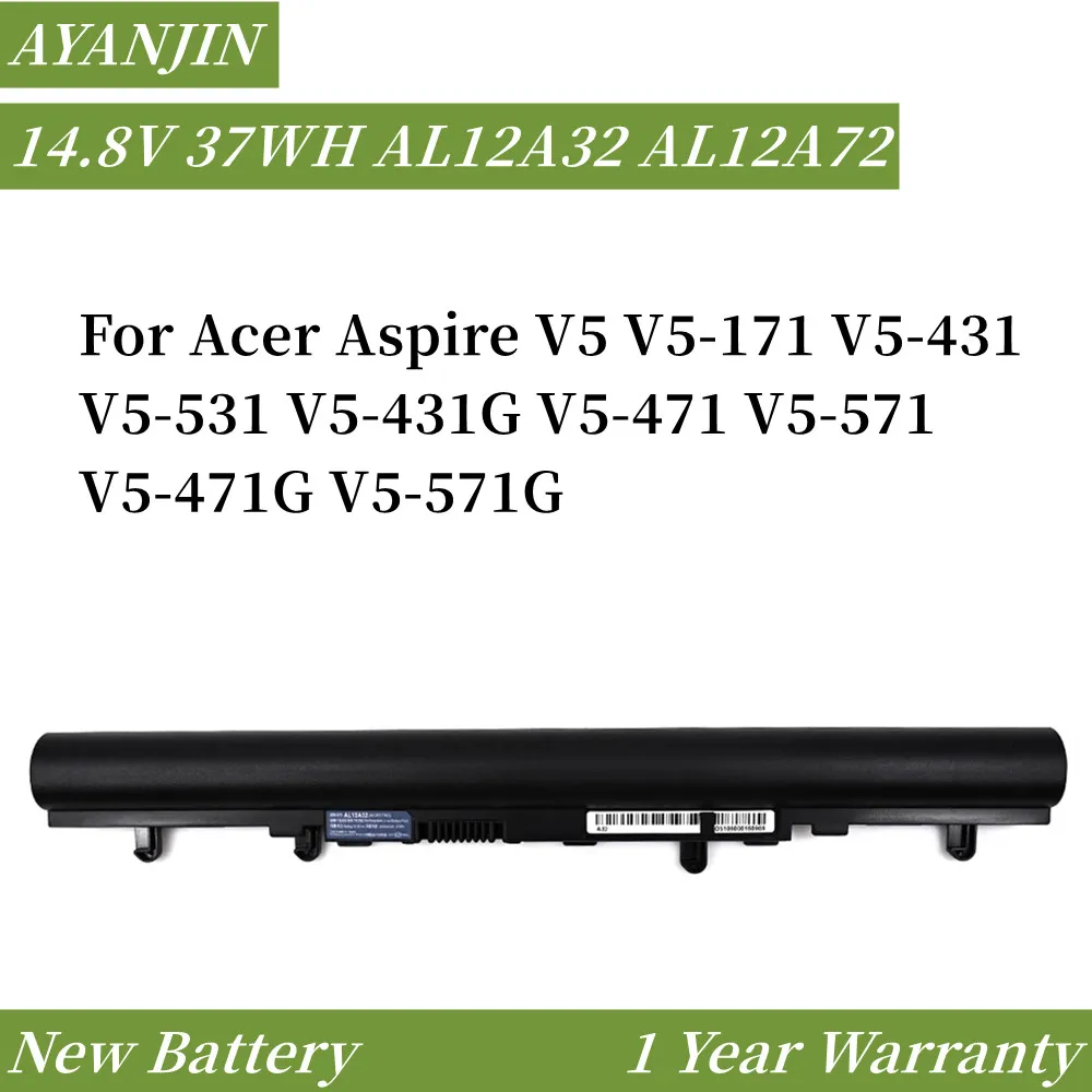 

AL12A32 AL12A72 14.8V 2500mAh Laptop Battery For Acer Aspire V5 V5-171 V5-431 V5-531 V5-431G V5-471 V5-571 V5-471G V5-571G