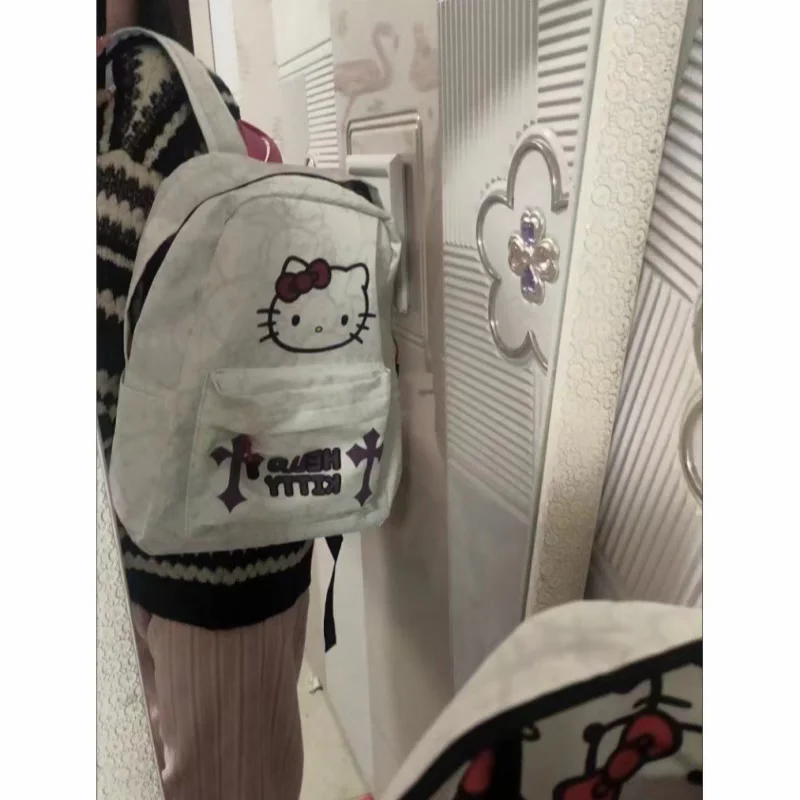 MBTI Y2k модный женский рюкзак Hello Kitty нейлон винтажный крест повседневные рюкзаки