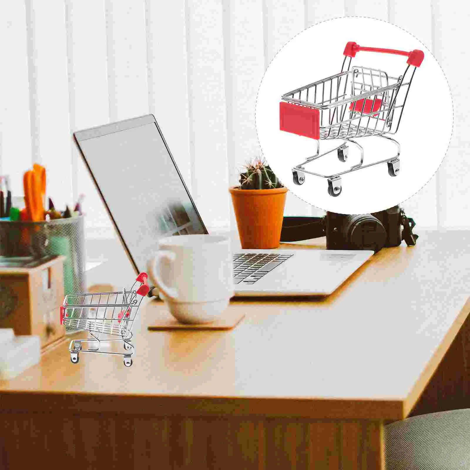 

Cart Shopping Mini Toy Trolley Grocery Miniature Kids Supermarket Table Handcart Pen Bird Metal Decoration Holder Folding Play