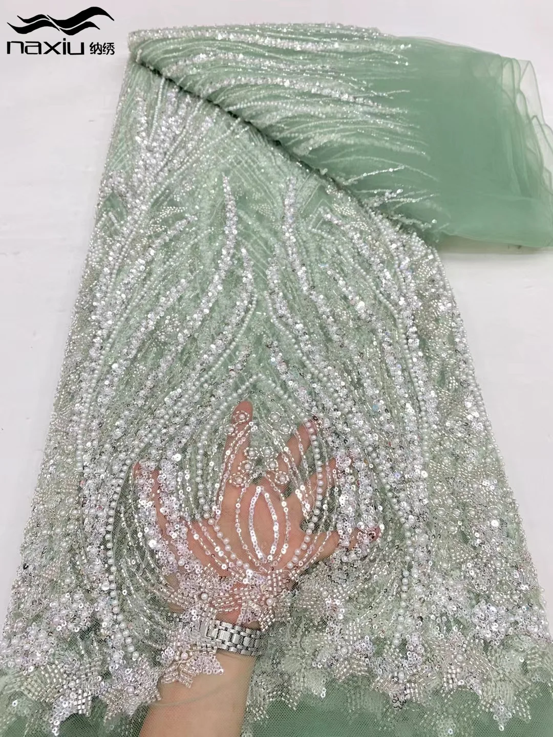 Роскошная африканская кружевная ткань Madison ручной работы 2024 высокое качество 5