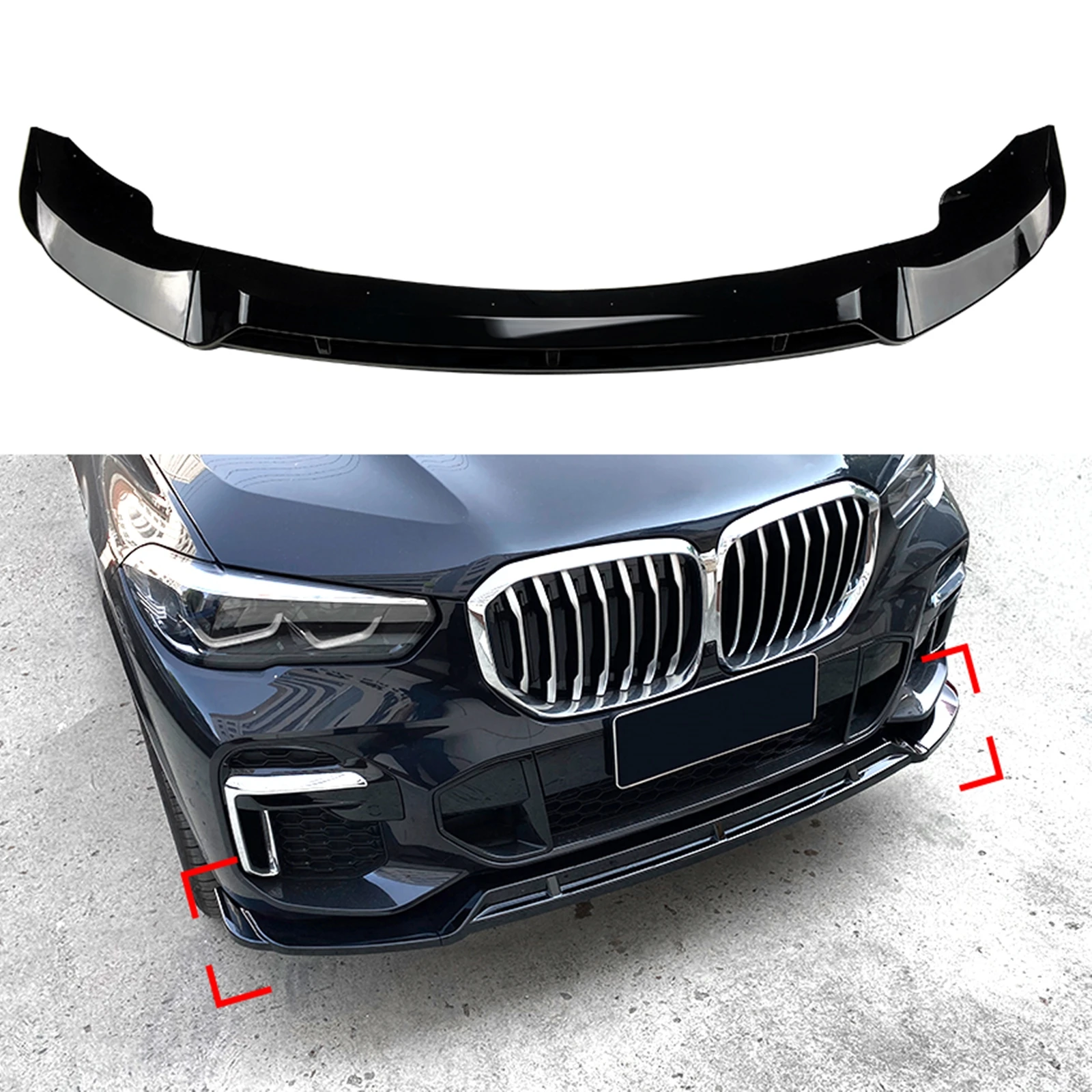 

Front Bumper Spoiler Splitter Lip For BMW X5 G05 M Sport 2019-2022 Glossy Black Car Lower Protector Blade Guard Plate Cover Trim