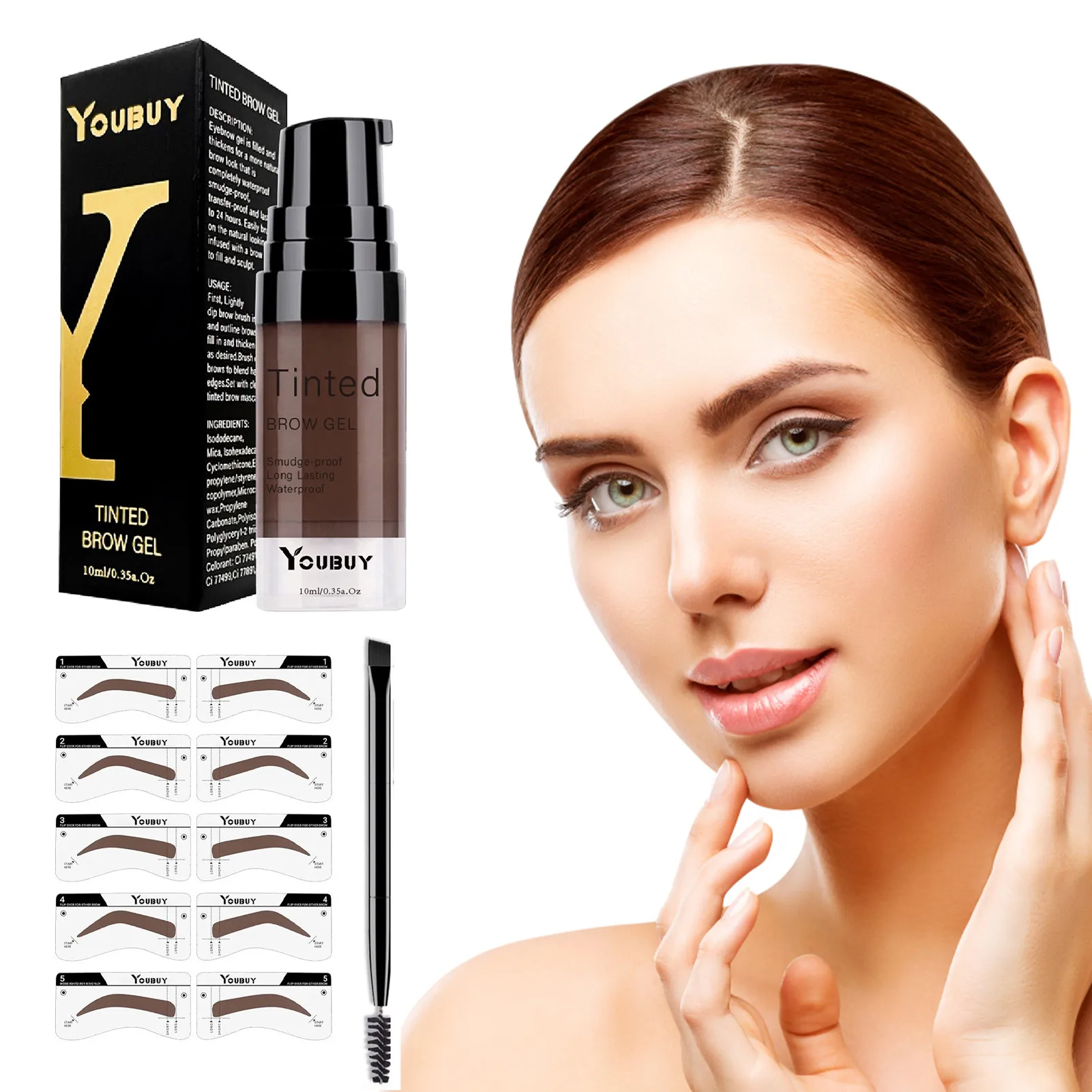 

Крем для бровей Крем для окрашивания бровей водостойкий Быстросохнущий натуральный долговечный дорожный портативный набор шаблон для бро...