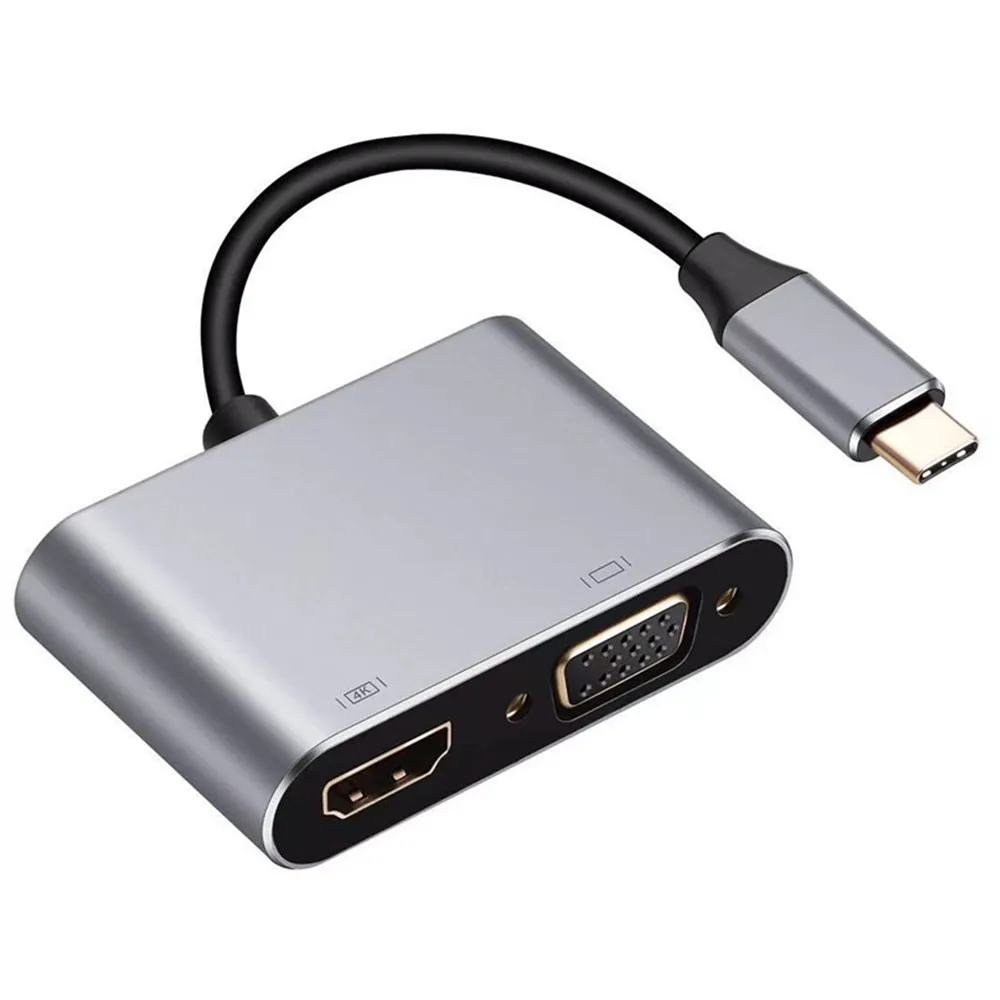 50 шт. 4 в 1 USB Type c to HDMI 4K VGA 3.0 адаптер Typt-C PD быстрая зарядка аудио удлинительная