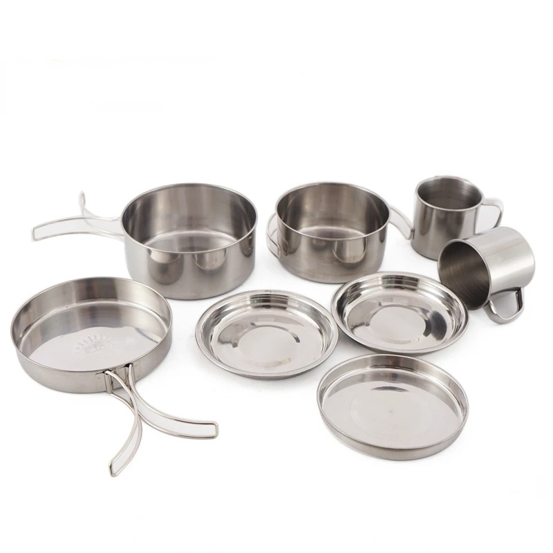 

8PCS/Set Camping Cookware Utensils Outdoor Tableware Set Hiking Picnic Backpacking Camping Tableware Cups Bowl Pot Pan
