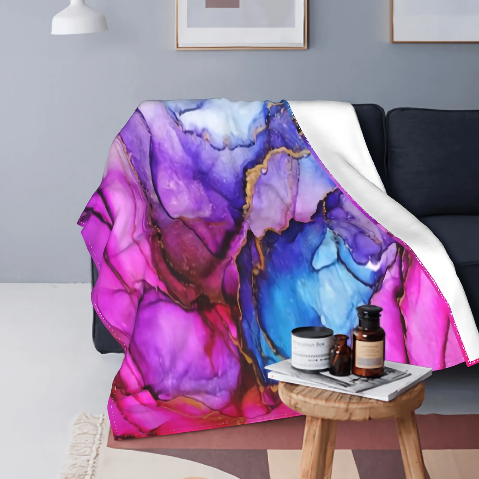 

Abstract Colorful Mix Of Multi Color Blanket With Super Soft Cozy Plush Microfiber Fluffy Blanket