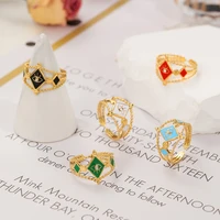 gd vintage female multicolor dripping oil eye gold color opening rings 316l stainless steel rings for women jewelry party gift