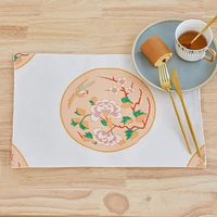 cotton and linen placemats chinese style dining table mats rectangular single sided pattern western food bowl coasters