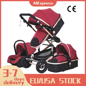 3 в 1, детская коляска, роскошная, переносная, высокая, пейзаж, 4 колеса, коляска, складная коляска с новорожденной спальной корзиной