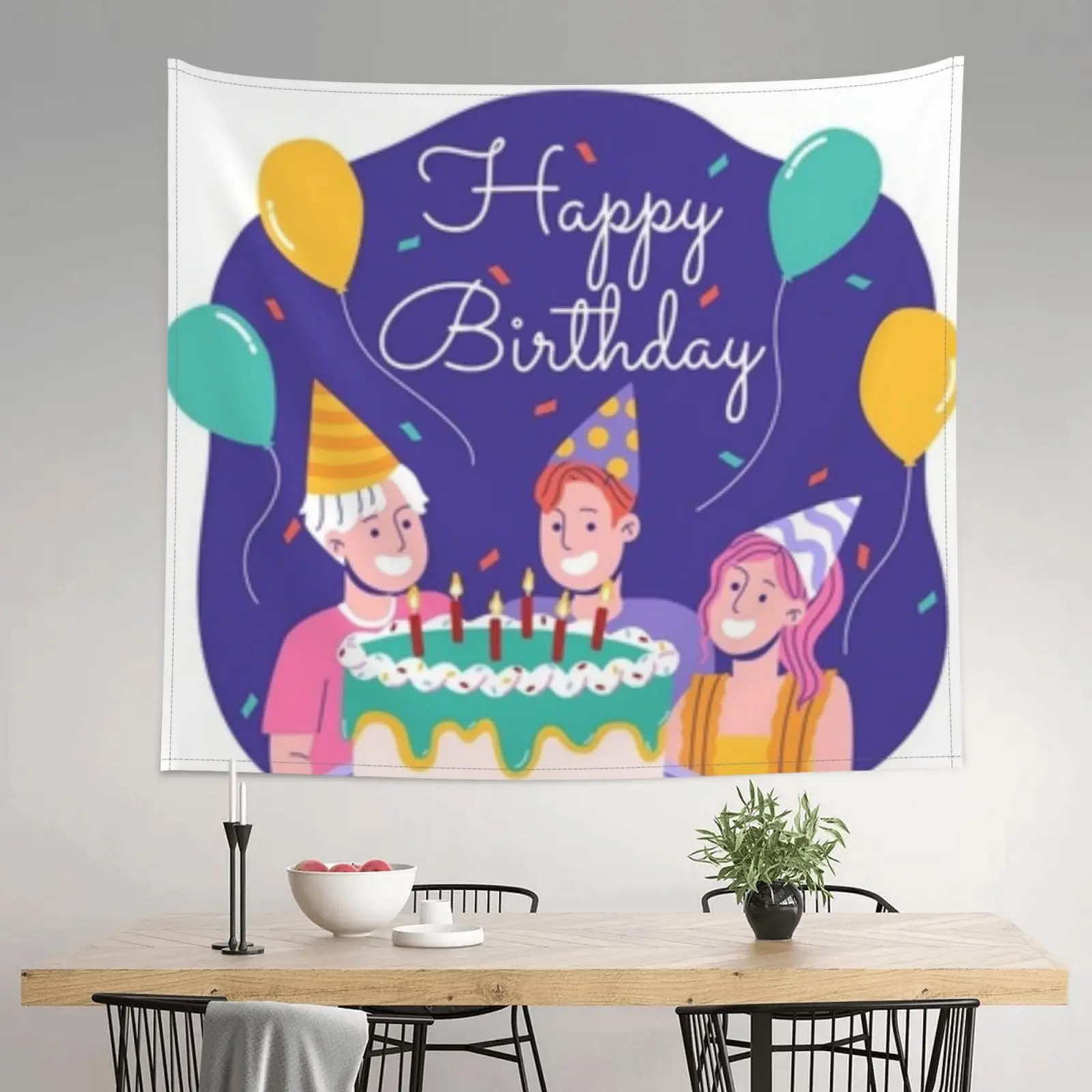 

Happy Birthday 60 x 51 inch Tapestry Birthday Decoration Hanging Birthday Decor