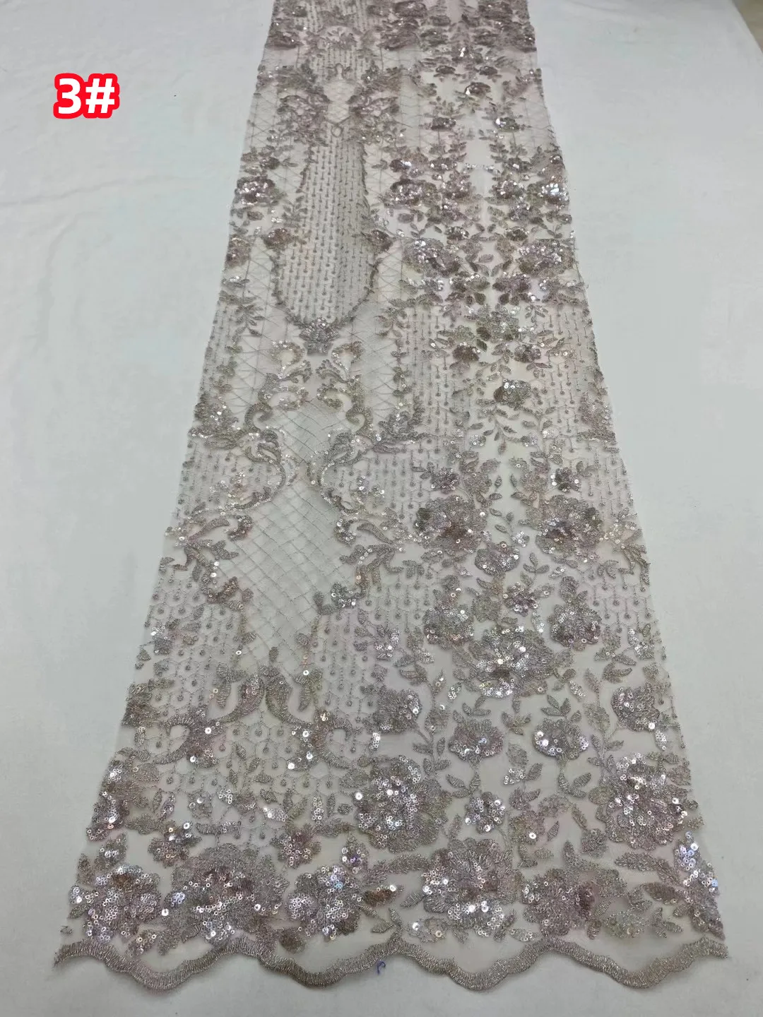 

New exquisite crystal sequined lace embroidered mesh, high-end wedding dress french tulle lace, good quality and low price