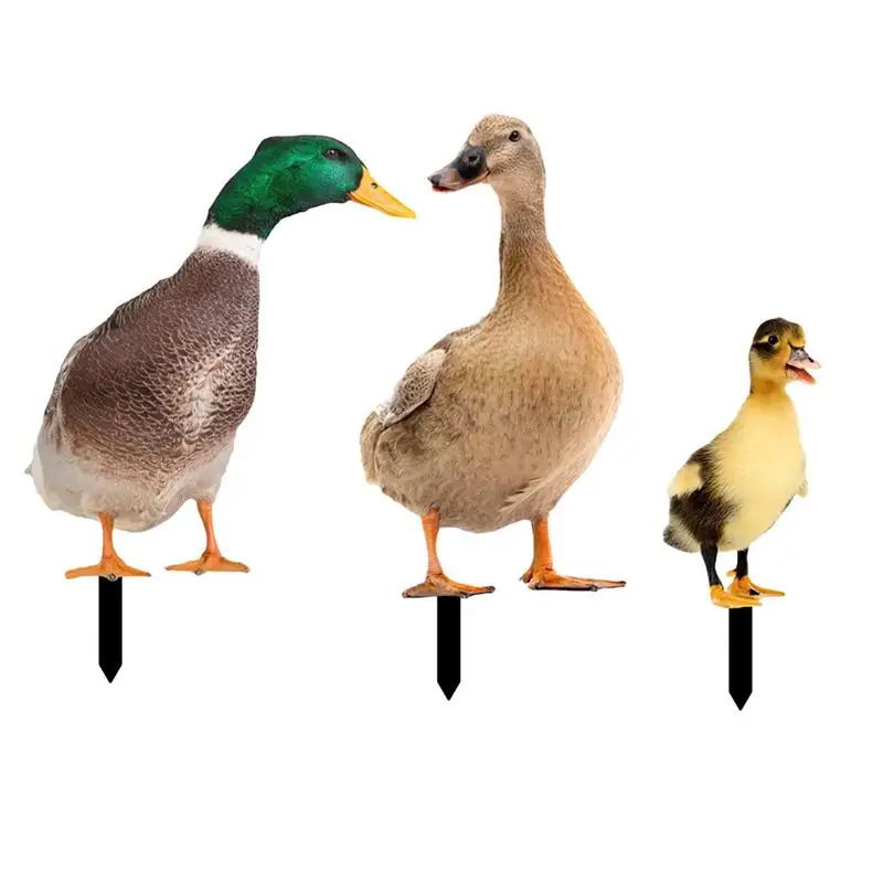 

Decorative Duck Stake 2D Acrylic Yard Art Lawn Sign Decor Stakes Double-Sided Animal Statue Acrylic Ducks Yard Sign Lawn Stakes