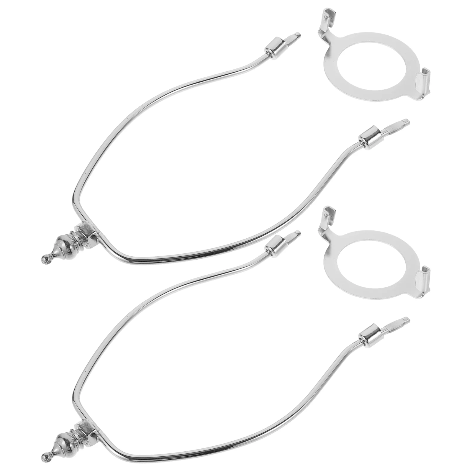 

2 Pcs Metal Stand Lamp Horn Frame Desk Bracket Holder Middle Hole Shade Alloy Lampshade Floor Harp