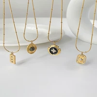 2021 new korean retro style black oil drop crystal pendant geometric necklace gold ladies jewelry jewelry gift party