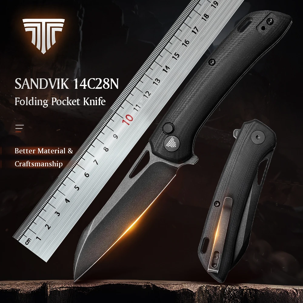 TRIVISA Flipper Folding Knife with Pocket Clip for Men,3.54