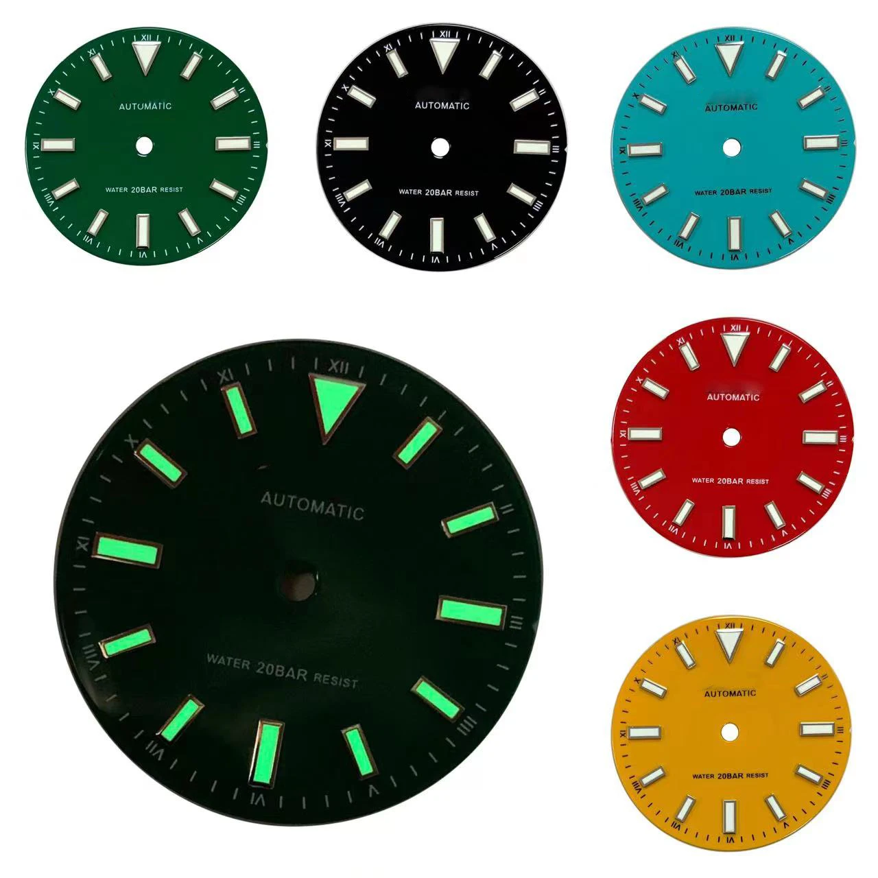 

Аксессуары для часов с гладким циферблатом 28,5 мм, модифицированным японским NH35 и NH36 автоматическим движением, излучающим зеленый цвет