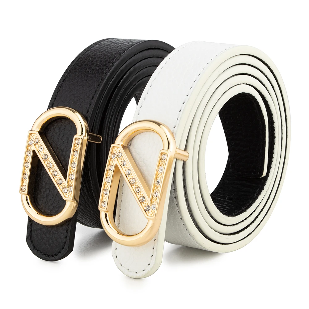 Desinger Z Logo Leather Belt for Women Black White Dress Jean Strap Metal Pin Buckle Party Street Decoration Accessories