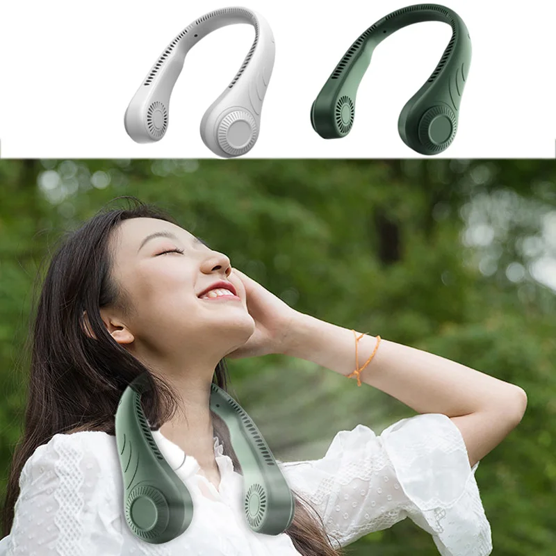 

Portable Hanging Neck Cooler Fan USB Air Conditioning 360° Leafless Neckband Fan 4000mAh Rechargeable Mini Ventilateur 2022