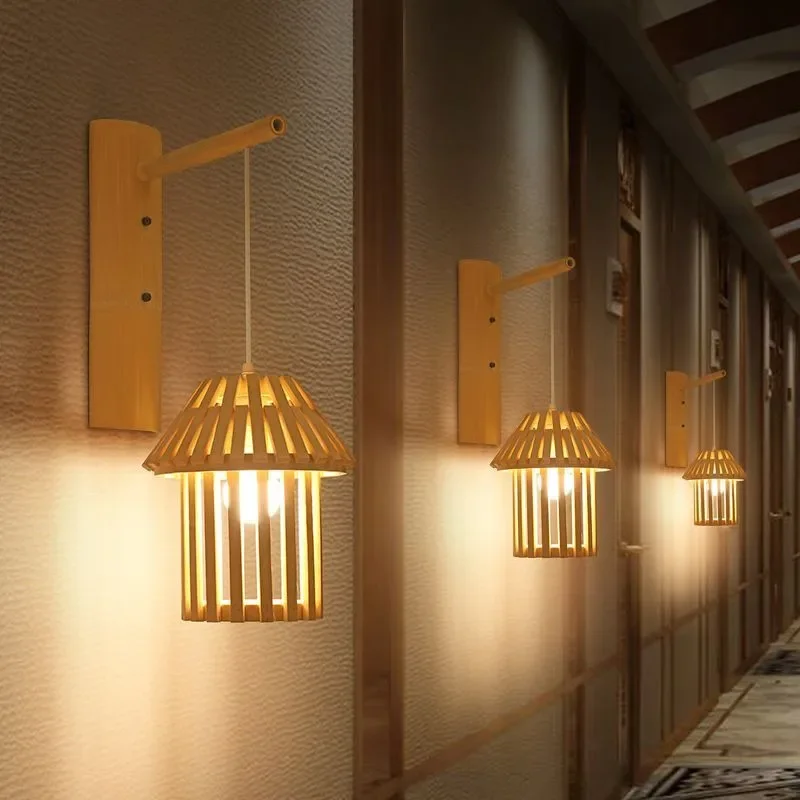 ULANI современный плетеный бамбуковый художественный настенный светильник