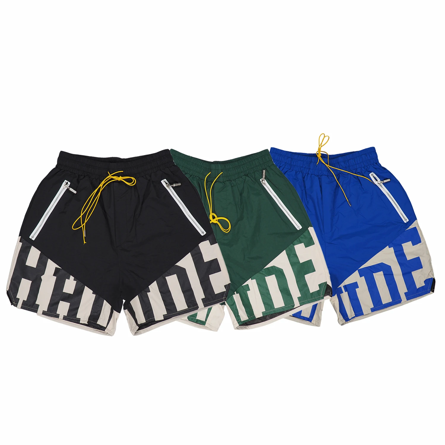

European and American Fashion Stitching Rhude Breathable Mesh Shorts Men Ladies Summer Sports Fitness Breeches 1:1 High Quality