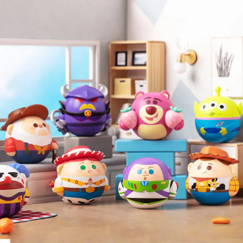 Kawaii Cartoon Toy Story Series Lotso Alien Buzz Lightyear Woody Jessie Rolling Ball Theme Figure Gacha Toy Blind Box
