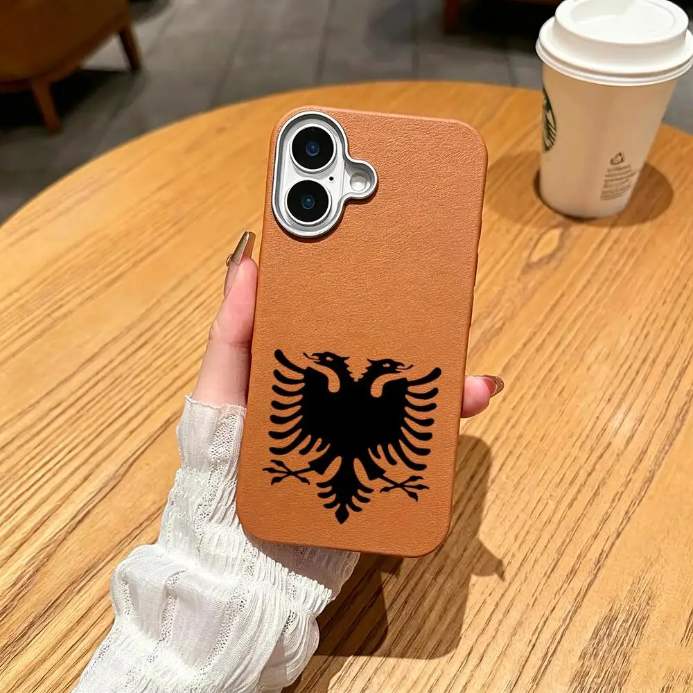 Фото Чехол для телефона с флагом Албании, матовый, из поликарбоната, для iPhone 17 Air 11 12 13 14 15 16 Pro Max Plus, оранжевый цвет №4