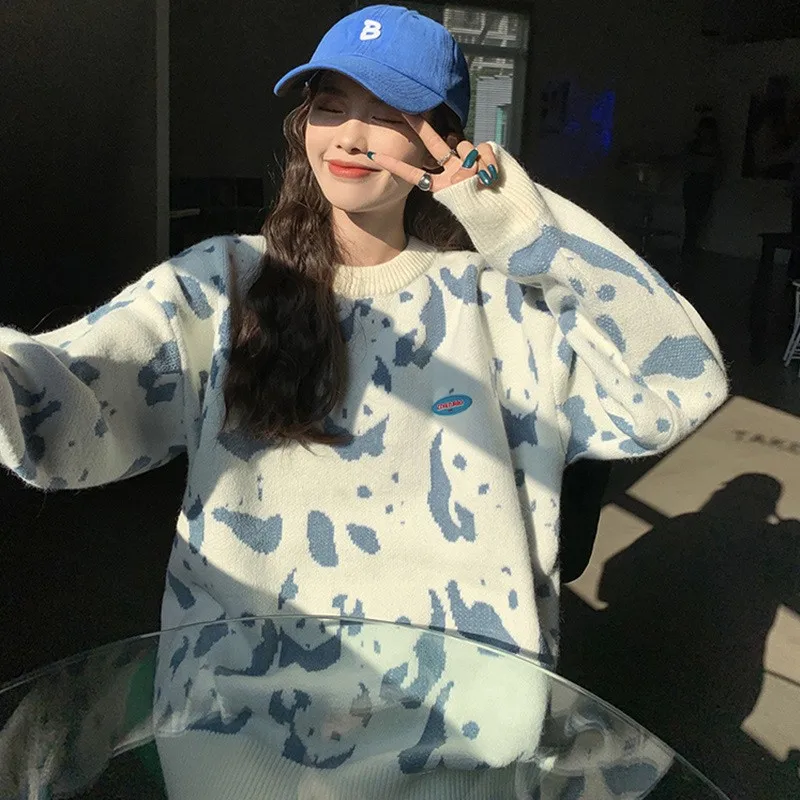 

Women Knitted Sweater Fashion Japanese Oversized Pullovers Winter Loose Sweater Korean College Style Jumper Sueter Mujer