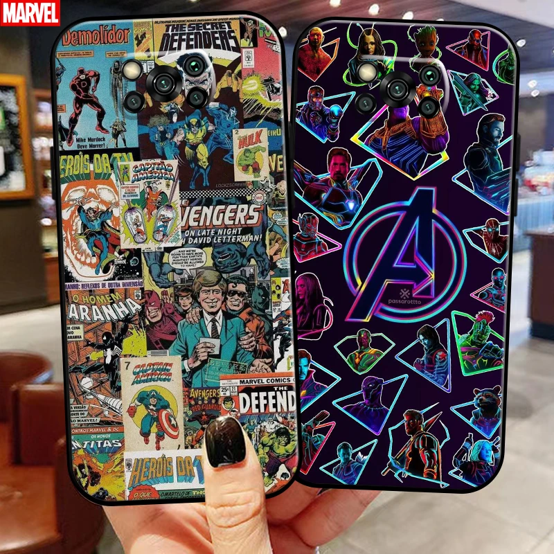 

Marvel Avengers For Xiaomi Poco X3 Pro NFC GT Phone Case Carcasa Black Funda Liquid Silicon Silicone Cover