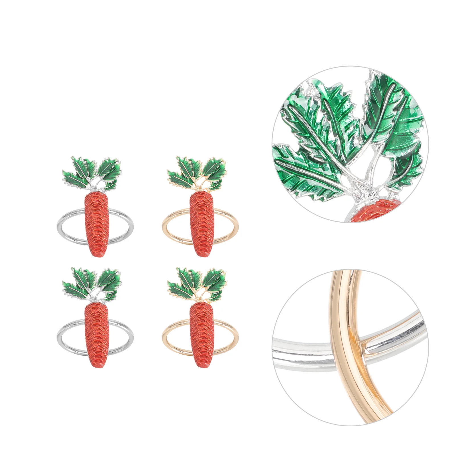

4pcs Easter Napkin Buckles Carrot Napkin Rings Dining Table Napkin Buckles