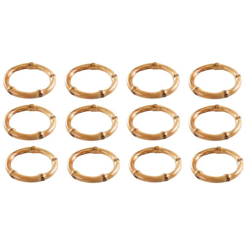 

_ 12X бамбуковое кольцо для салфеток ручной работы, натуральные рустикальные держатели для салфеток, натуральный держатель для салфеток, кол...