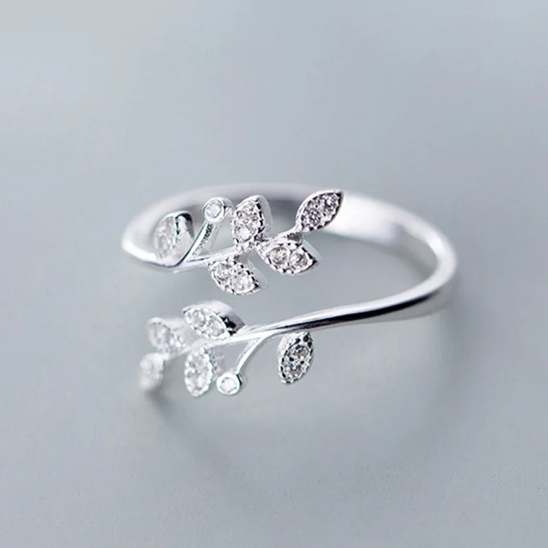 

Stylish Zircon Open Adjustment Leaf Ring Suitable For Wedding Scene For Women Beautiful Accessory Ring Hot Selling Gift