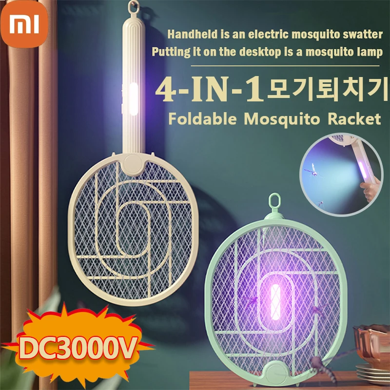 

Xiaomi 3000V Foldable Electric Mosquito Killer Fly Swatter Trap Rechargeable Mosquito Racket Insect Killer UV Light Bug Zapper