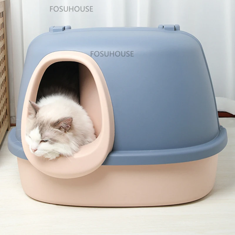 

Pet Furniture Enclosed Cat Box Litter Corridor Extra Large Cat Litter Box Antisplash Odorproof Household Pet Supplies Cat Dorm