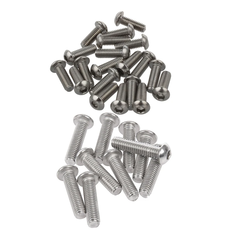 

30 Pcs M6/6Mm Stainless Steel Button Head Screw, Hex Socket Bolts - 20Pcs M6 X 18Mm & 10 Pcs M6 X 25Mm