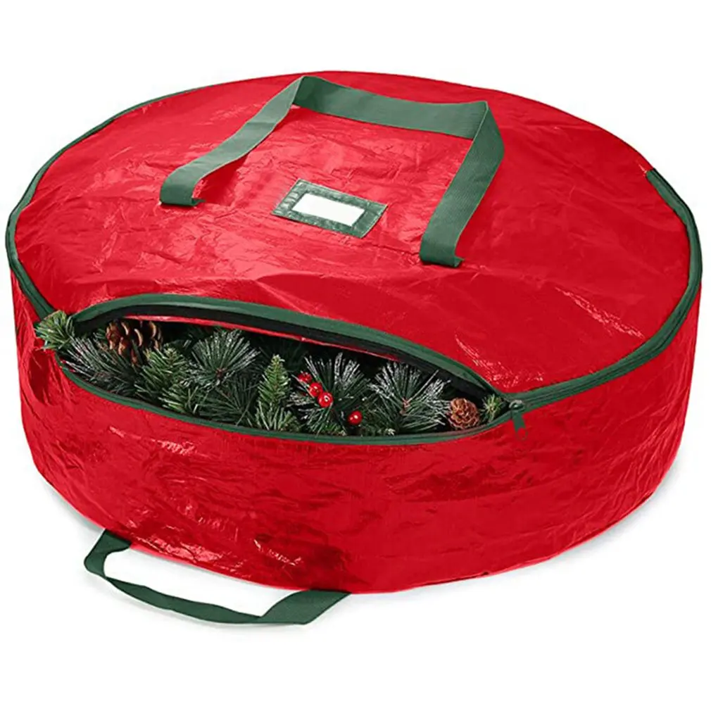 

Round PE Christmas Wreath Storage Bag Christmas Tree Storage Bag Gift Sorting Bag Toy Storage Bag With Handle Cover Foldable