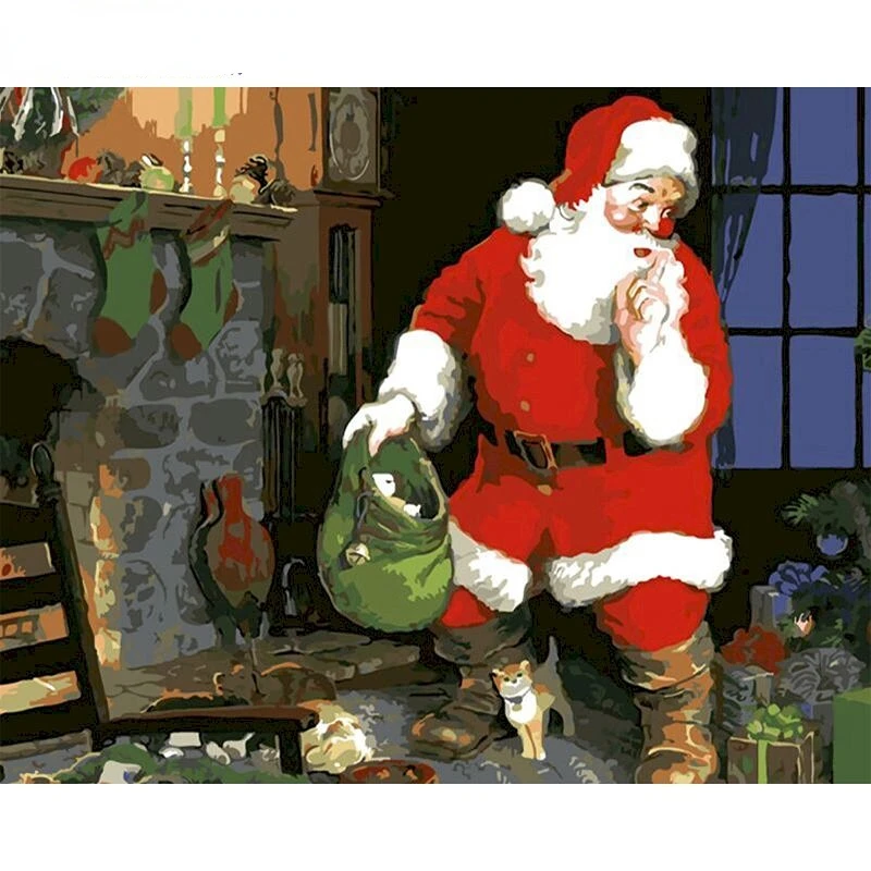 

Frameless Painting By Numbers Santa Claus Diy Gift on Canvas Home Decor Canvas DIY Oil Painting