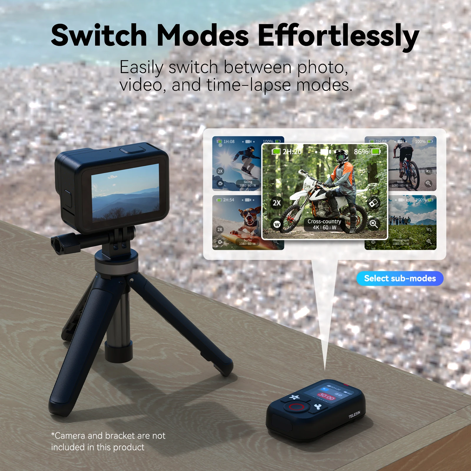 Водонепроницаемый Bluetooth-пульт дистанционного управления для GoPro Hero 13 12 11 10 9 8 Max с