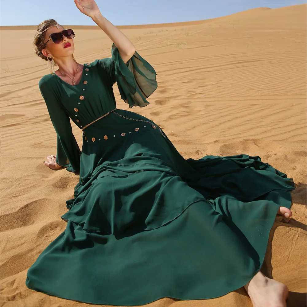 Chiffon Muslim Hijab Dress Abaya Dubai Turkey Islam Clothing African Long Dresses for Women Moroccan Kaftan Robe Djellaba Femme