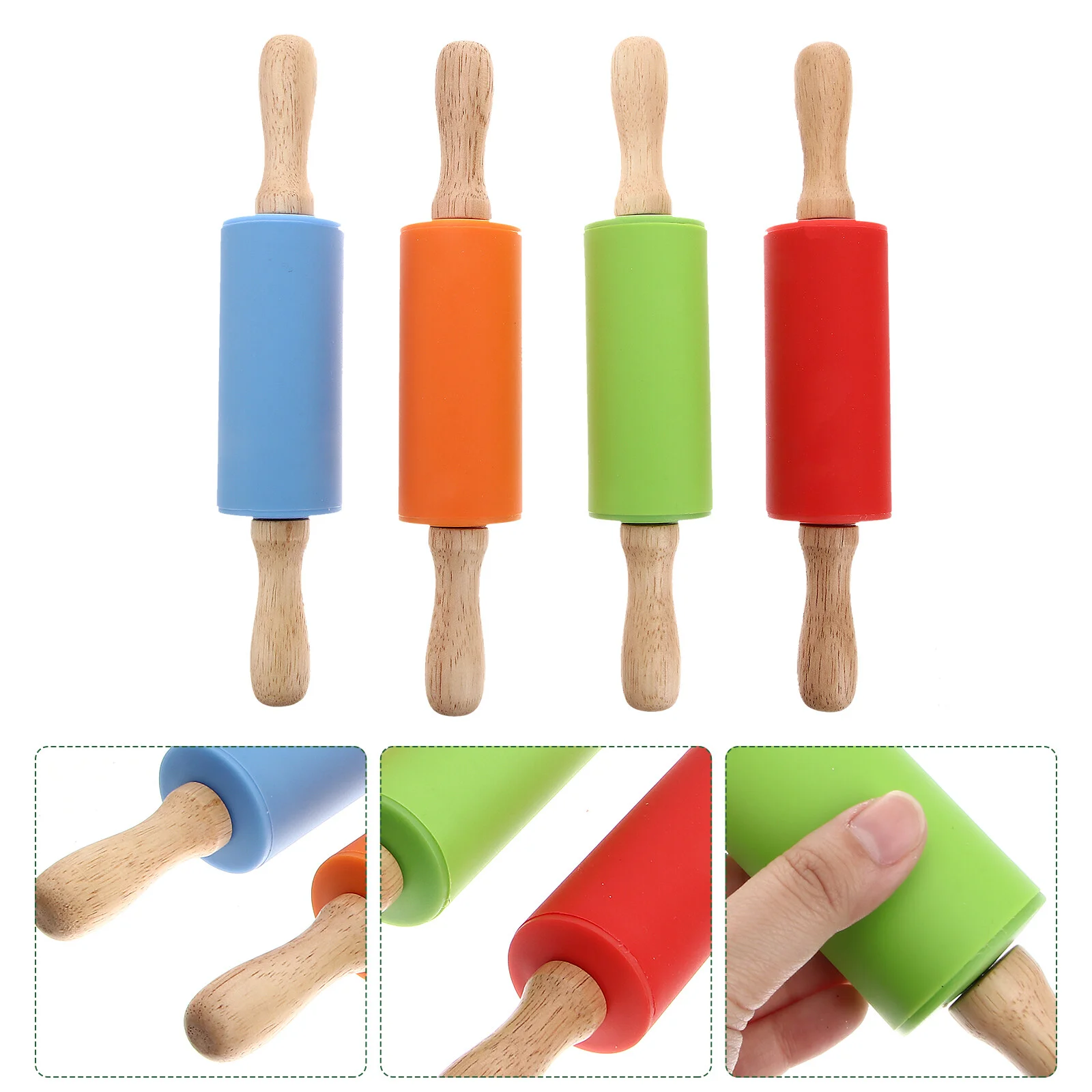 

4 шт., Детские Силиконовые роликовые Скалки компактного размера (красный, зеленый, оранжевый, синий)