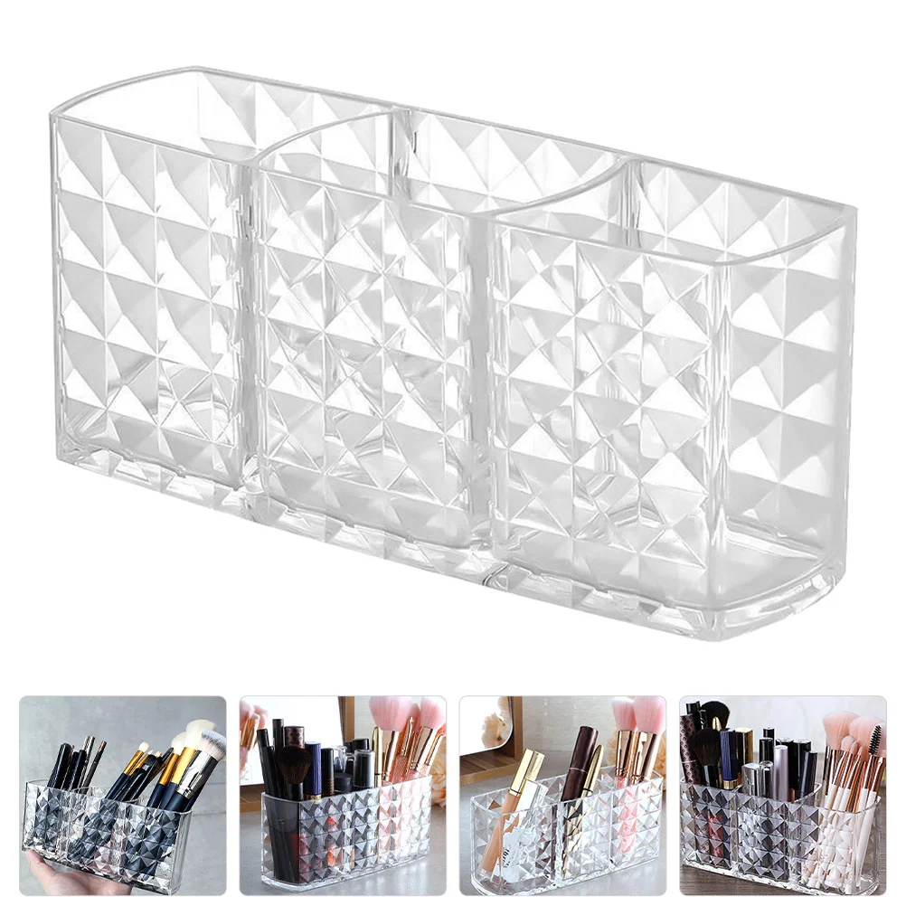 

Pen Holder Brush Organizer Makeup Storage Office Boxdesktop Pot Clear Stationery Cup Standcups Acrylic Desk Container Bucket