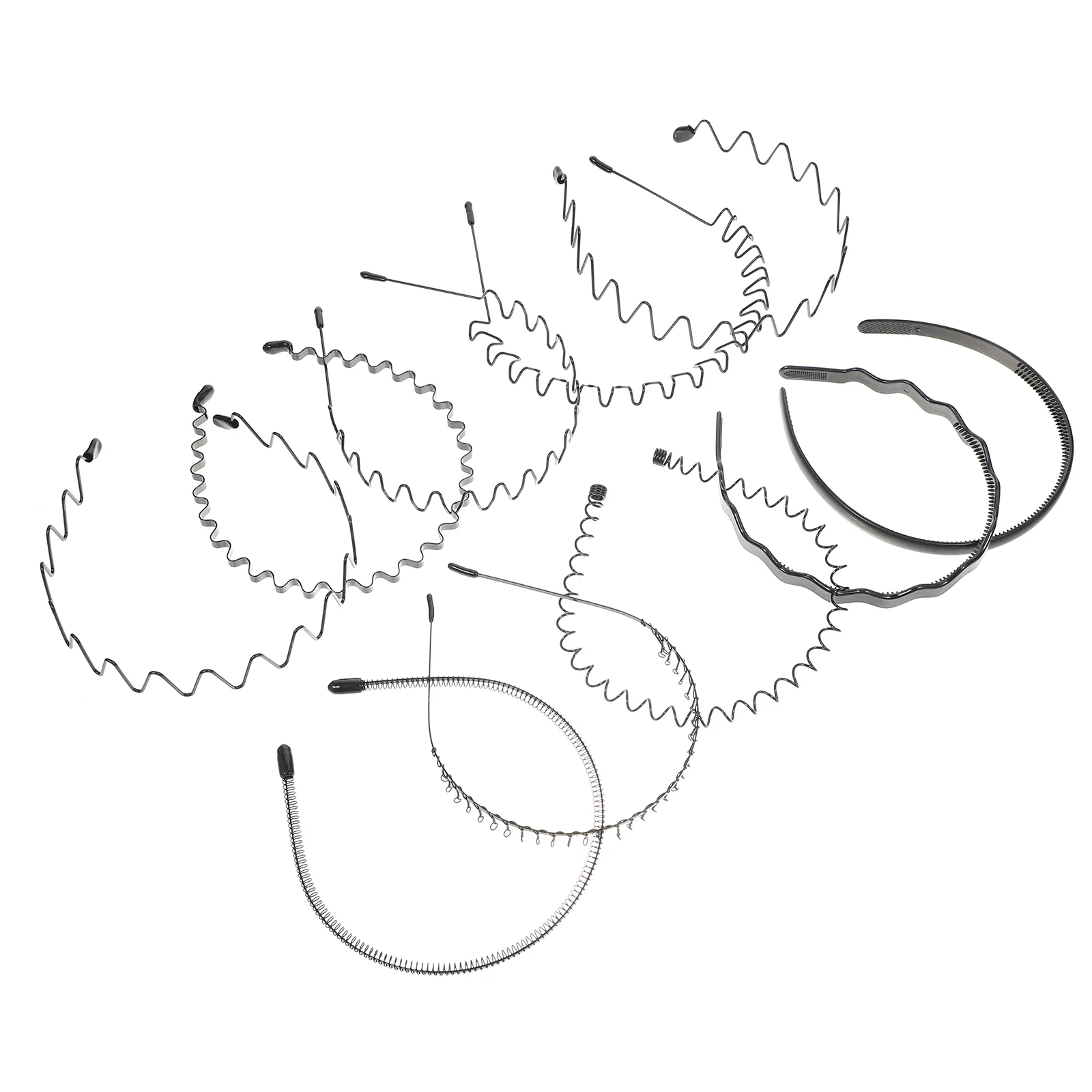 

10 Pcs Men's Headband Hairband Bands Non-slip Hairbands Man Male Iron Women Wave Metal