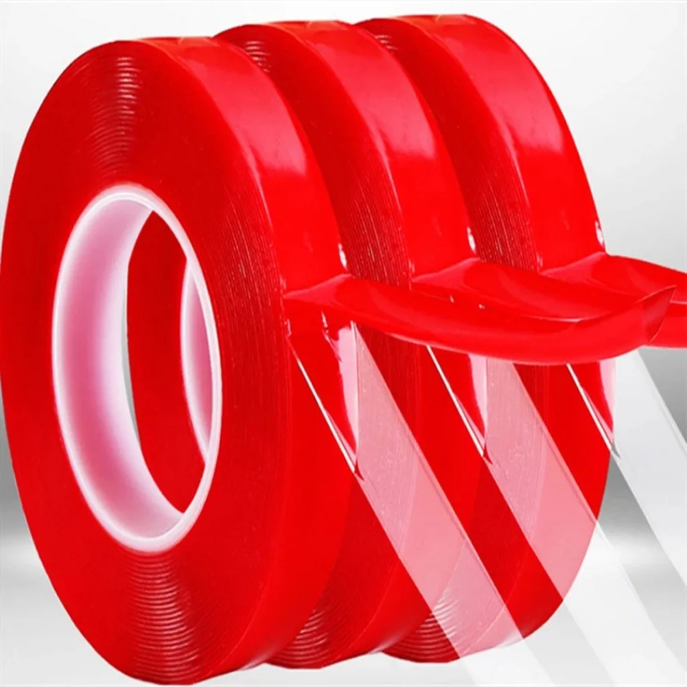 

2Pcs Red Film Nano Tape Double Sided Tape Traceless Reusable Waterproof Adhesive Tape For Fix Paste Mirror Poster Hook
