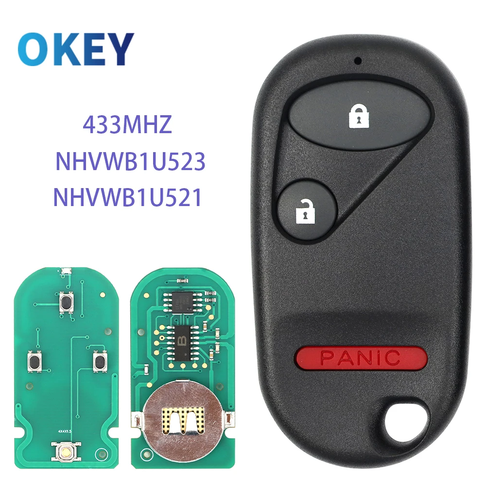 Дистанционный ключ Okey 2 + 1 кнопка 433 МГц для Honda Civic 2001-2005 NHVWB1U523 Вход без ключа NHVWB1U521