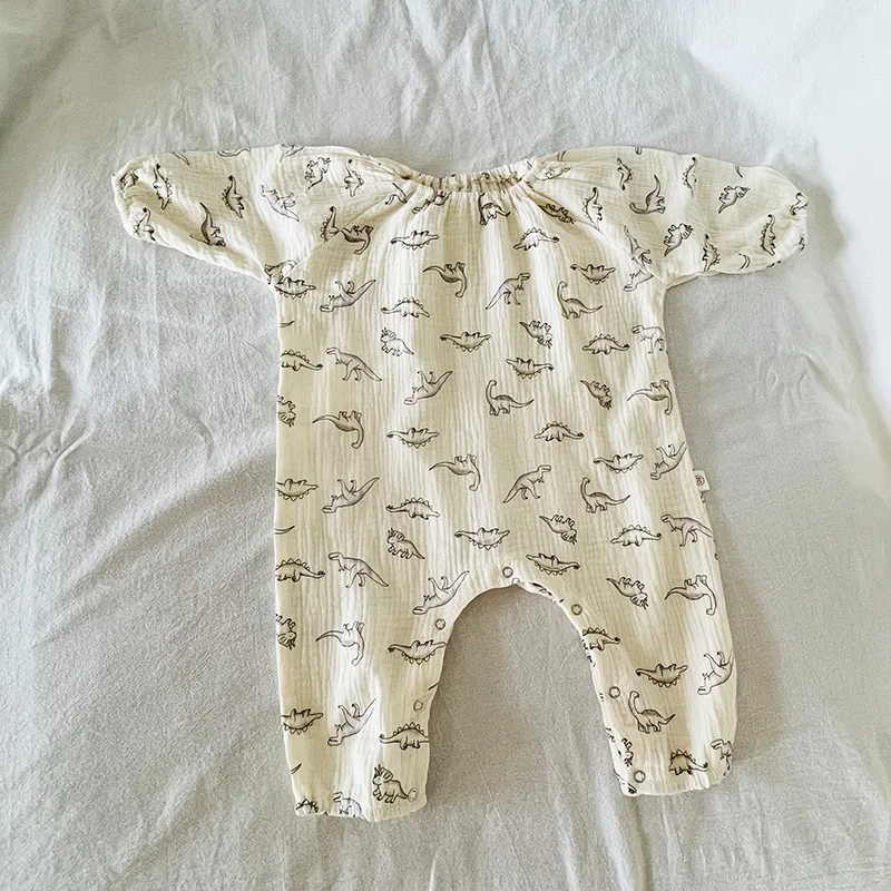 

2022 Autumn New Baby Rompers Toddler Linen Jumpsuits Dinosaur Rompers