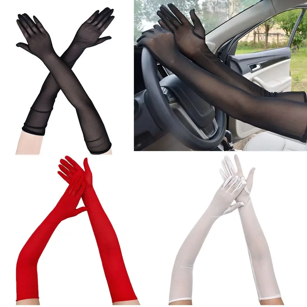 

Female Long Finger Elegant Party Dress Arm Sleeve Ultra-Thin Gloves Mesh Gloves Elasticity Mittens Sunscreen Mittens