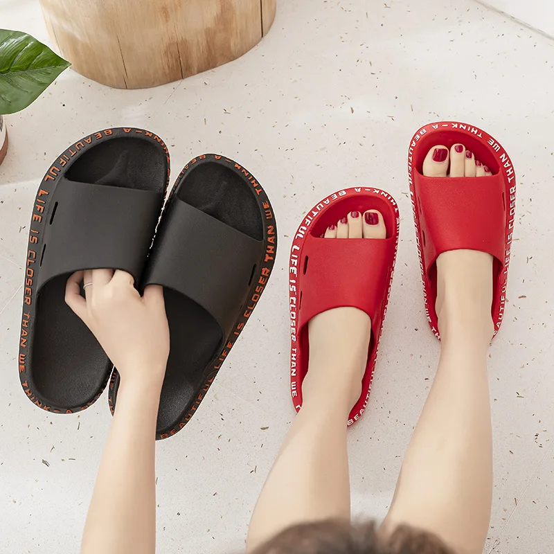 

Thick Couple Slippers Women Indoor Bathroom Slides Soft EVA Anti-Slip Home Floor Slides Ladies Summer Beach Shoes